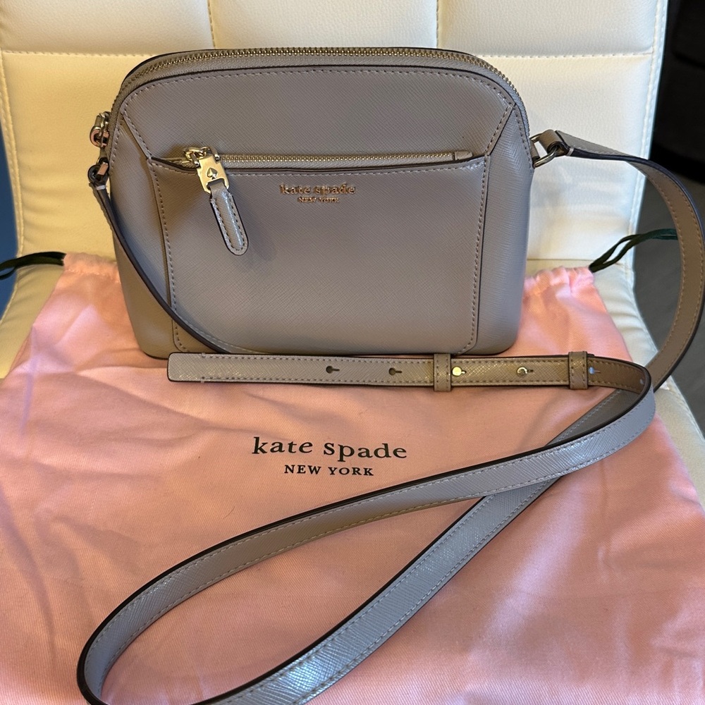 Kate Spade Gray Crossbody with Gold Accents